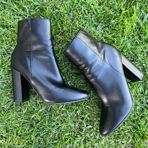 black leather boot heel